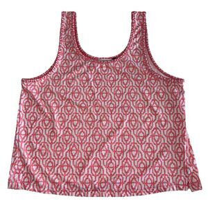 CABANA LIFE  Smooth Stretch Tank Top Size XL Pink Peach Geometric Print